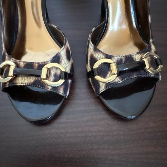 Carlos by Carlos Santana Women's Brown Black Cheetah Heels Roulette Pumps Size 8 - Picture 3 of 9